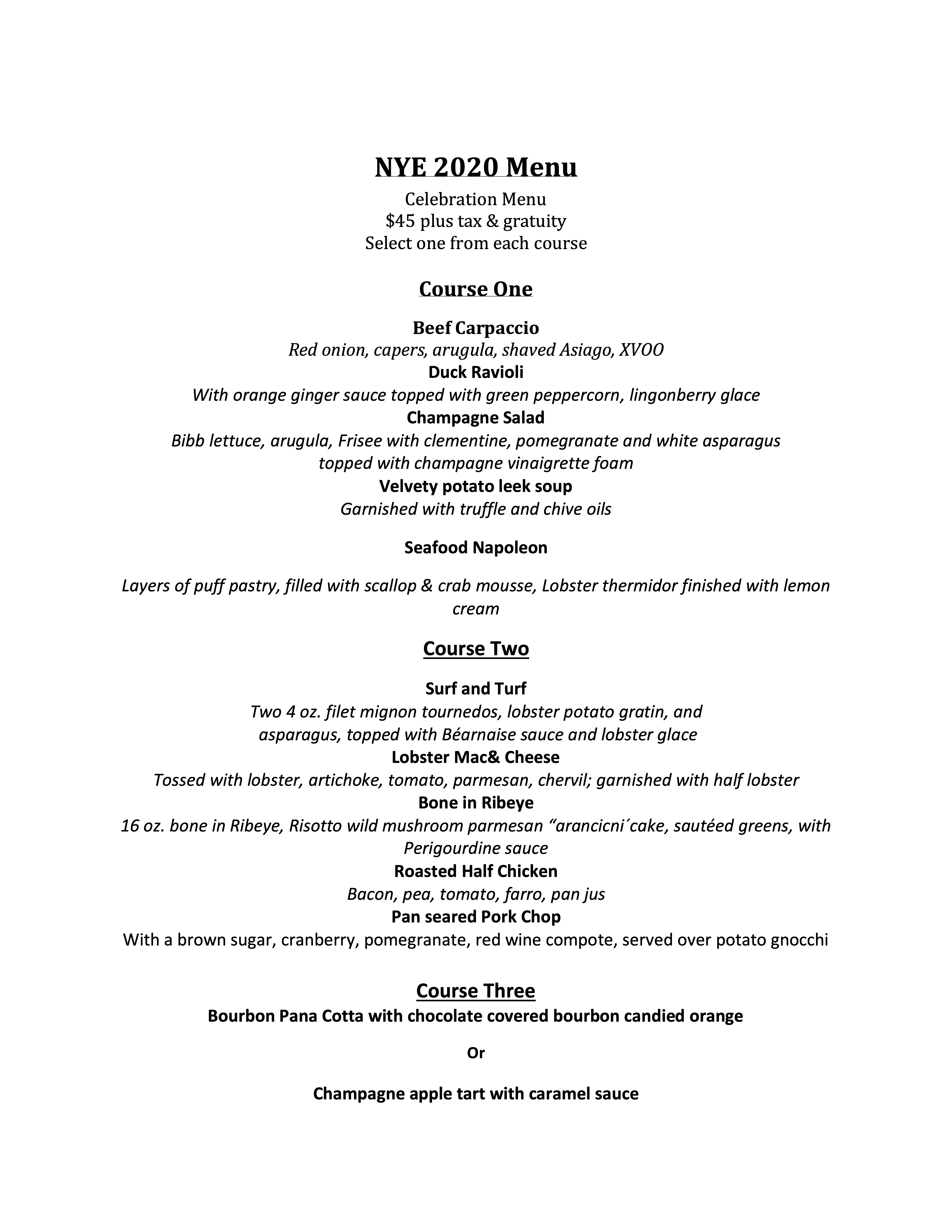 New Year&#039;s Eve Menu • Newport RI Restaurants - American cuisine | Jo&#039;s American Bistro